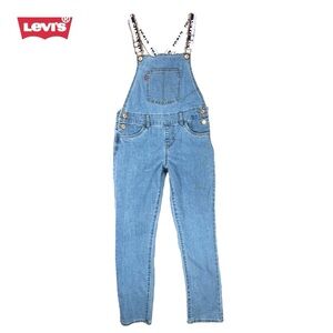 Levi’s Youth Girl’s 12‎ Reg Light Blue Overalls Glitter Logo Adjustable Straps